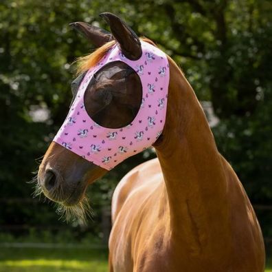 QHP Fliegenschutzmaske Fliegenmaske Unicorn pink