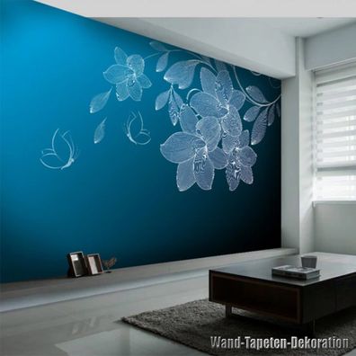 Vlies Fototapete Wandtapete Wandbilder Schönen Blumen und Schmetterlingen 9110