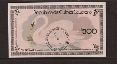 Motivblock - Ecuatorial Guinea ( schöner Block mit Schwan ) - gestempelt