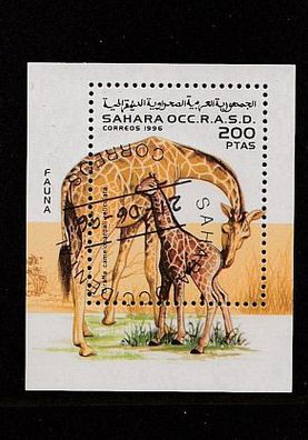Block ( Giraffenmutter mit Jungem) - gestempelt