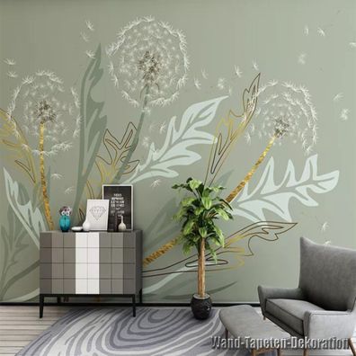 Vlies Fototapete Wandtapete Wandbilder Handgemalte Pflanzen Löwenzahn 9121