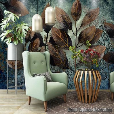 Vlies Fototapete Wandtapete Wandbilder Pastoralstil mit Pflanzenhintergrund 9140