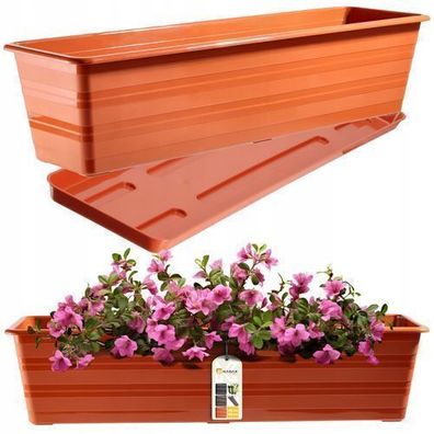 KADAX Blumenkasten mit Untersetzer, Terracotta, 60 cm