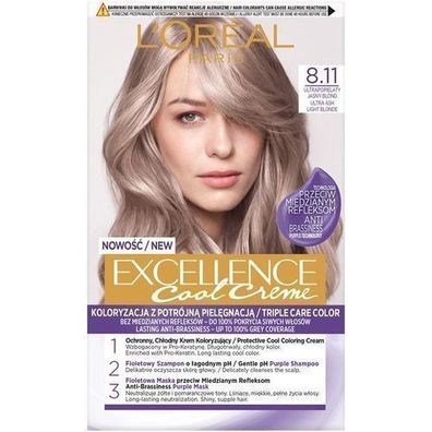 L'Oreal Paris Excellence Kuehle Creme Haarfarbe 8.11 Ultraplatinblond, 60ml