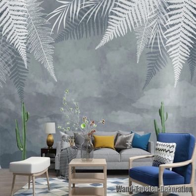 Vlies Fototapete Wandtapete Wandbilder Handgemaltes Nordisches Pflanzenblat 9146