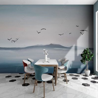 Vlies Fototapete Wandtapete Wandbilder Kunst Gemälde mit Küstenlandschaft 11933