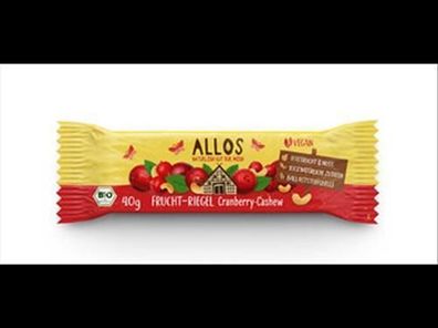 Allos 3x Frucht-Riegel Cranberry Cashew 40g
