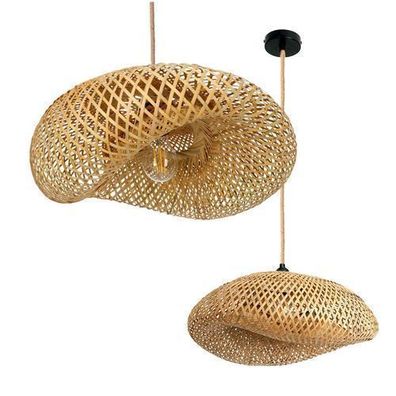 BRUGIA M E27 boho Pendelleuchte Schwarzer Soffit Natürliche Schnur Rattan Ø50cm