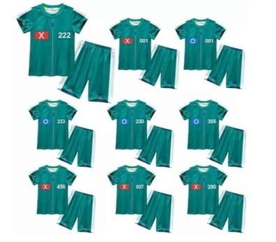 Jungen Mädchen Squid Game T-Shirt Pyjama Set Cosplay T-Shirt+Shorts Outfit