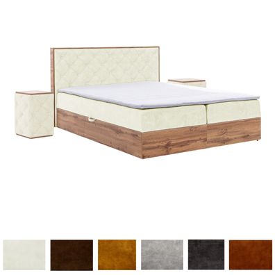 Boxspringbett Werdum Set 2xNachttische Bettkästen Topper 120/140/160/180/200x200cm