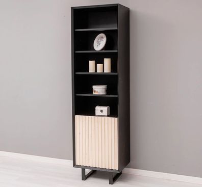 Regalschrank im Skandi-Look Kontrastfarben schwarz / weiß geölt