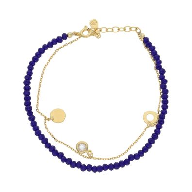 JuwelmaLux Armband 925/000 Silber, Gelbgold plattiert, synth. Steine blau