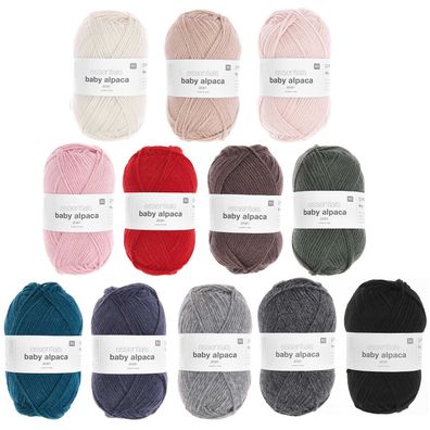 50g Rico Essentials Baby Alpaca & Merino aran zum Stricken Häkeln GP 199,80€/1kg