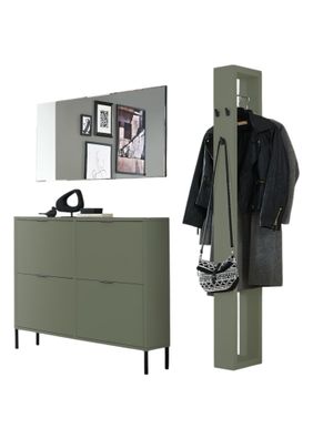 Garderobe Erna 163x32x187 Pinie Green matt Lack 9010
