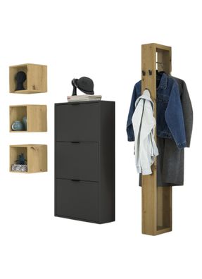 Garderobe Erna 166x32x187 Anthrazit matt Lack 9011