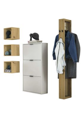 Garderobe Erna 166x32x187 Kreidegrau matt Lack 9011