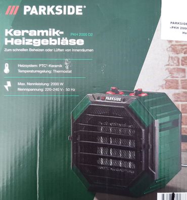 PARKSIDE® Keramik-Heizgebläse »PKH 2000 D2« 2000W 2 wählbare Heizstufen