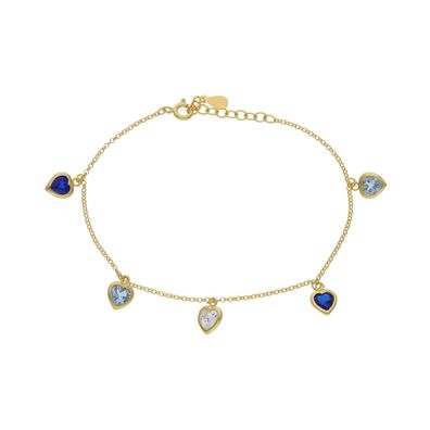 JuwelmaLux Armband 925/000 Silber Gelbgold plattiert, Herzen Zirkonia JL51-03-0026