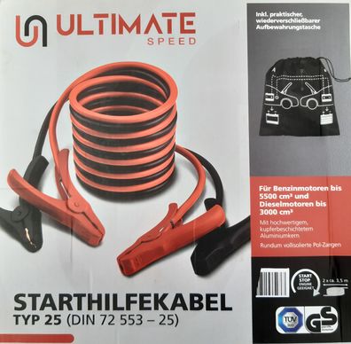 Ultimate Speed Starthilfekabel Überbrückungskabel Typ 25 (DIN 72 553-25)
