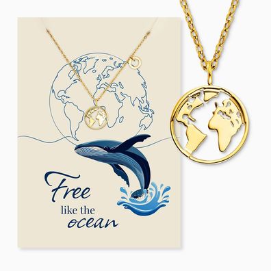 Engelsrufer Grußkarte Free like the ocean Edelstahl Kette MYSN-009-G Goldplattiert