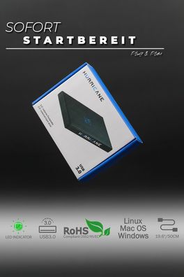 Hurricane GD25612 externe Festplatte 750GB 2,5' USB 3.0 PC Mac PS4 PS5 XboxTV