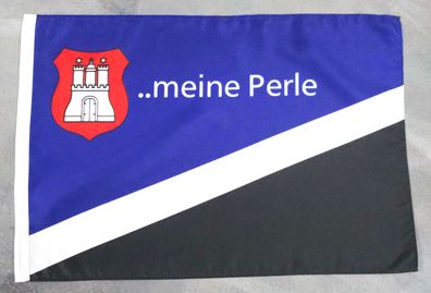 Fahne Flagge Hamburg meine Perle - Stockfahne - 30 x 45 cm