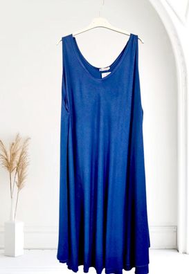 Italy Sommerkleid Kleid A-Linie ohne Arm Viskose one size bis Gr. 52 Royalblau