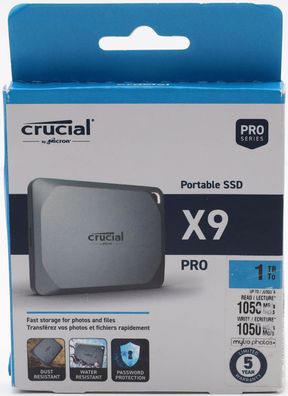 Crucial X9 Pro 1TB Portable SSD Festplatte bis zu 1050MB/s Lesen Schreiben