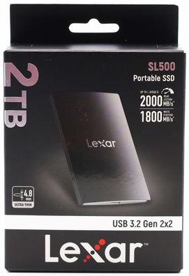 Lexar SL500 Externe SSD 2TB, USB 3.2 Gen2x2 Portable SSD, bis zu 2000 MB/s Lesen
