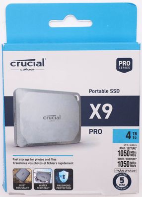 Crucial X9 Pro 4TB Portable SSD Festplatte bis zu 1050MB/s Lesen/Schreiben