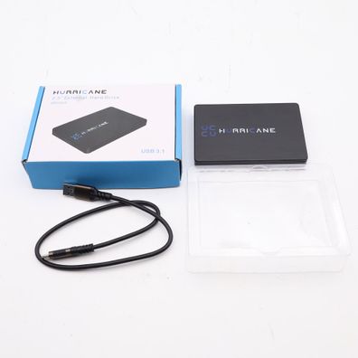 Hurricane externes Festplattengehäuse 2.5' USB-C Schwarz Ohne Adapter