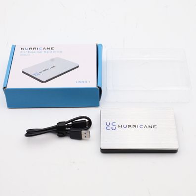 Hurricane externes Festplattengehäuse 2.5' USB-C Silber Ohne Adapter