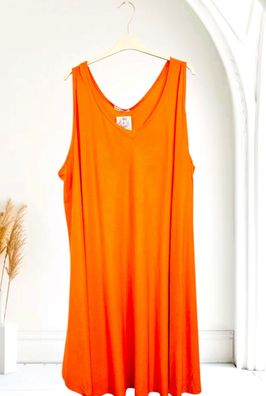 Italy Sommerkleid Kleid A-Linie ohne Arm Viskose one size bis Gr. 52 Orange