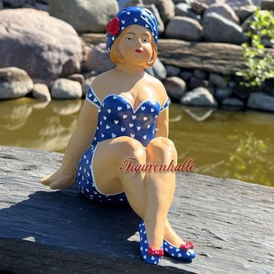 Schwimmerin Badefrau Badeanzug Pool Gartenteich Figur Statue Skulptur Garten Deko Ros