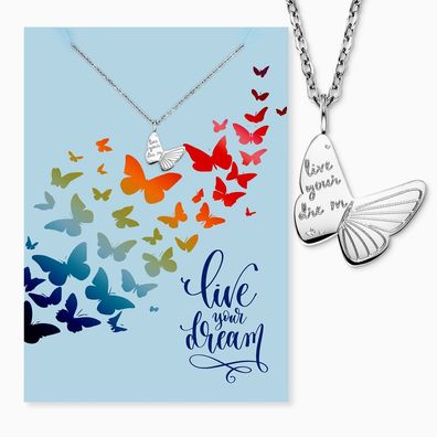 Engelsrufer Grußkarte Live your dream mit Umschlag und Edelstahlkette MYSN-010-S