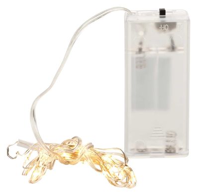 Cepewa LED Lichterkette Batterie Draht 10 Micro LEDs warmweiß 0,9m silber