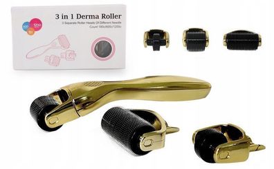 3x Dermaroller Set Microneedling Titan Gold