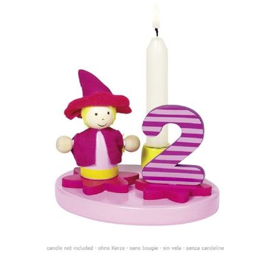 Goki Geburtstagskerzenhalter Kleines Mädchen pink 12tlg aus Holz 60864