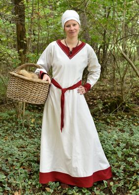 Wikinger Kleid Jona, natur/weinrot