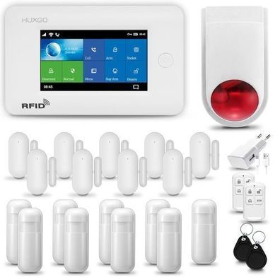 Alarmanlage Haus mit Funk Sirene, 9x Bewegungsmelder, 9x Tür- Fenstersensor HXA006 4G