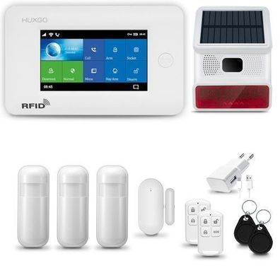 Alarm System mit Funk Alarmsirene HXA006 4G, 3x Bewegungssensor, Smart Home Security