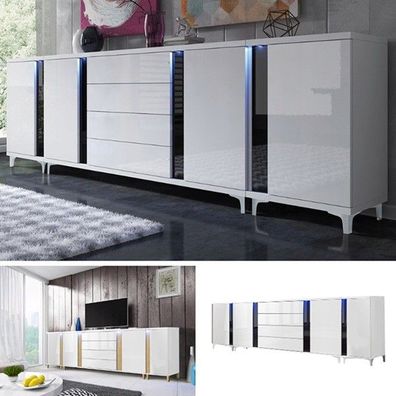 Kommode MARIO 284 cm Schrank Farben LED Beleuchtung