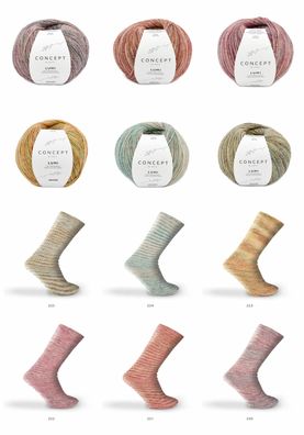 150g Katia Concept Lumi Sockenwolle Strumpfgarn Stricken Häkeln GP 99,67€/1kg