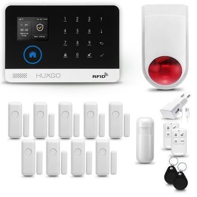 Funk Alarmanlage Set HXA003 WiFi + GSM mit Alarm | Alarm System mit 9x Türsensoren