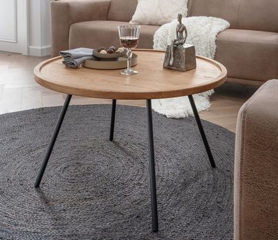 Couchtisch 80x50cm "Lissabon" Wildeiche & Metall schwarz