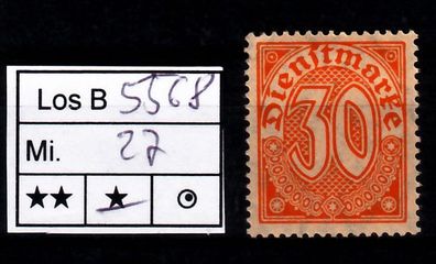 Los B5568: Deutsches Reich Dienst Mi. 27 *