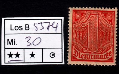 Los B5574: Deutsches Reich Dienst Mi. 30 * *