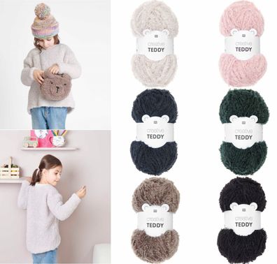 100g Rico Creative Teddy Effektgarn Wolle zum Stricken Häkeln GP 69,90€/kg