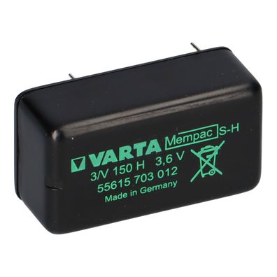 Varta Mempac 3/V150H - 3,6V / 150mAh Print 2/2 + +/-- VKB 55615 703 012