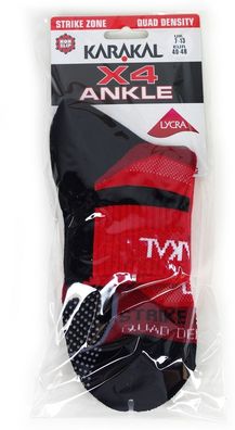 Karakal Socks Quad X4 Ankle Red/Black-41-47